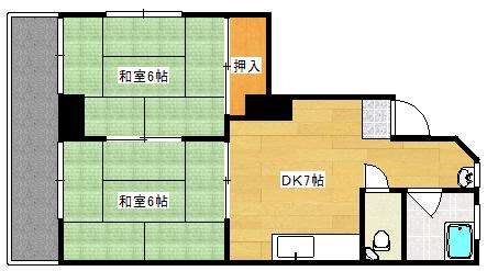 中元ビル(2DK/2階)の間取り写真