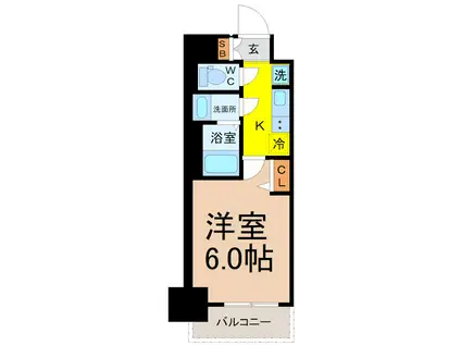 プレサンス千種駅前レガート(1K/6階)の間取り写真