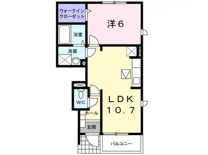 クレアトゥールIII(1LDK/1階)の間取り写真