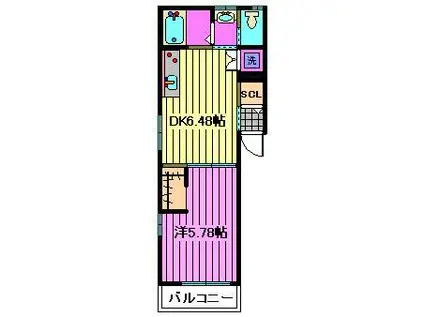 ハピネスアイル大宮(1DK/3階)の間取り写真