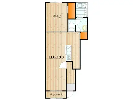 グランヒルズ彦島I(1LDK/1階)の間取り写真