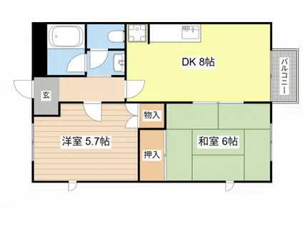 セラヴィ(2DK/1階)の間取り写真
