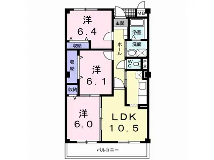 プラッツキーファー(3LDK/1階)の間取り写真