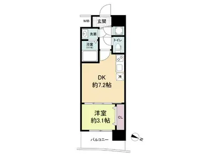 セレニテ神戸ミラクノール(1DK/2階)の間取り写真