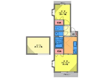 カーサカルム(2K/2階)の間取り写真
