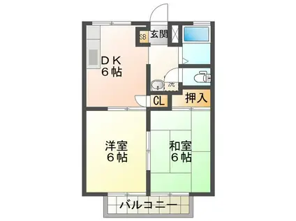 サンビレッジTUTUMI A棟(2DK/2階)の間取り写真