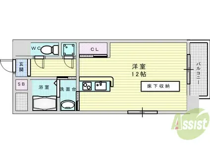 E BY U新大阪(1K/8階)の間取り写真