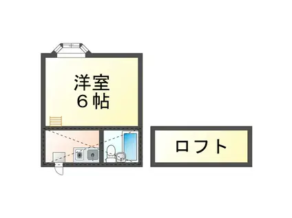 ラピート山手(1K/2階)の間取り写真