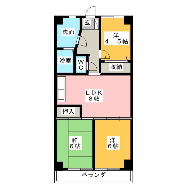 キヨミズキャンパス(3DK/3階)の間取り写真