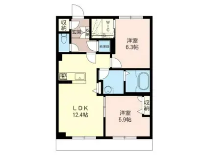 パークサイド千鳥(2LDK/1階)の間取り写真