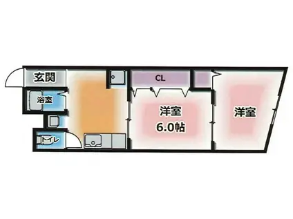 ハーバービル(2DK/4階)の間取り写真