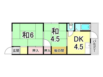 アクアハイツ(2DK/2階)の間取り写真