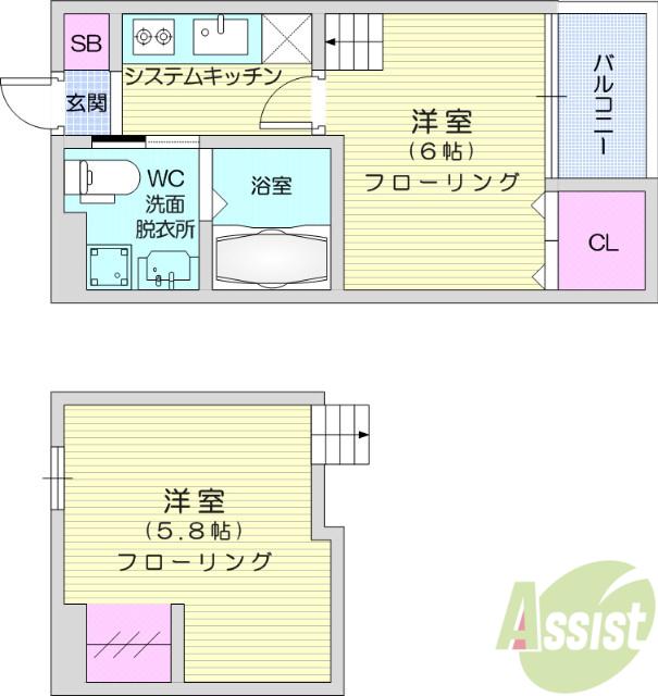 AHIMSA(1K/2階)の間取り写真