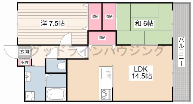 フルール滝野(2LDK/2階)の間取り写真