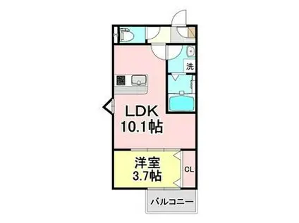 LECOCON津島V(1LDK/1階)の間取り写真