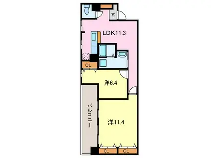 ハートヒルズ丸の内(2LDK/3階)の間取り写真