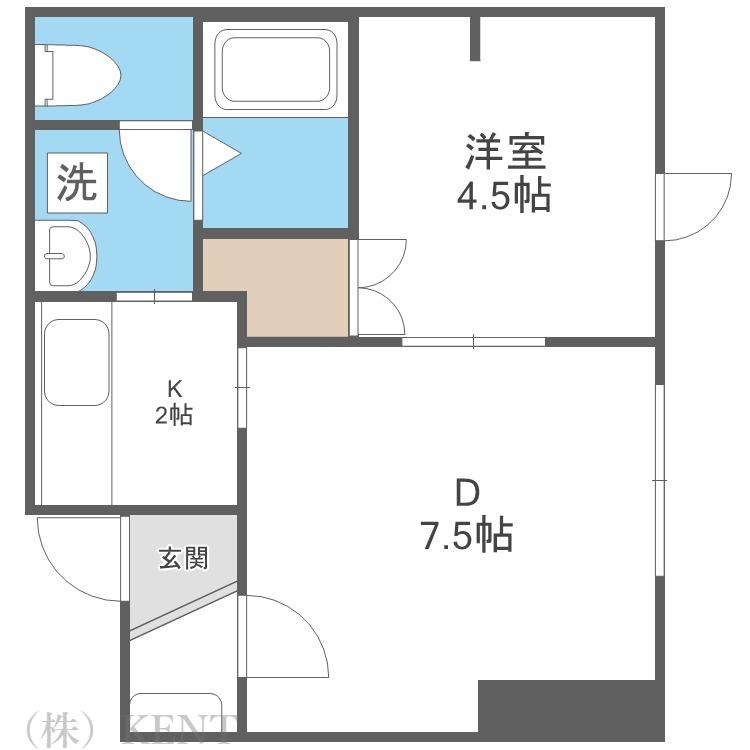 アイビル西町北(1LDK/2階)の間取り写真