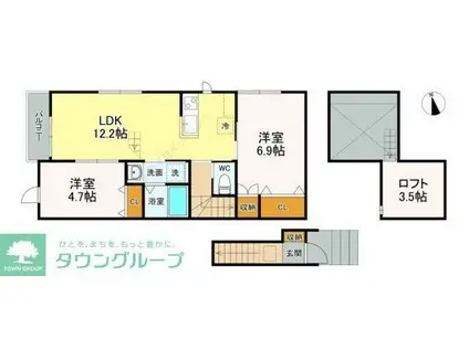 ディアコート(2LDK/2階)の間取り写真