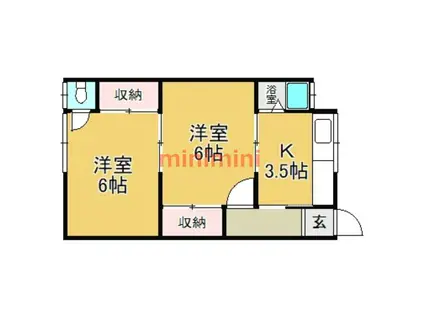 中里文化3号棟(2K/2階)の間取り写真