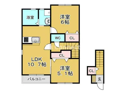 サンセットヴィラ(1LDK/2階)の間取り写真