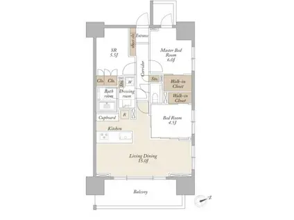 ライトテラス新宿御苑(2SLDK/8階)の間取り写真