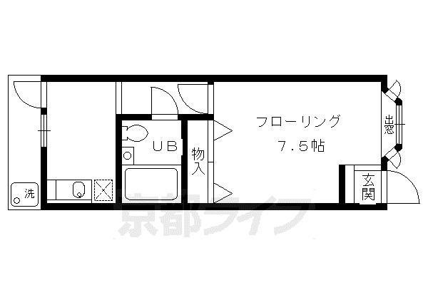 コーポ 未麗 妙心寺(1K/1階)の間取り写真