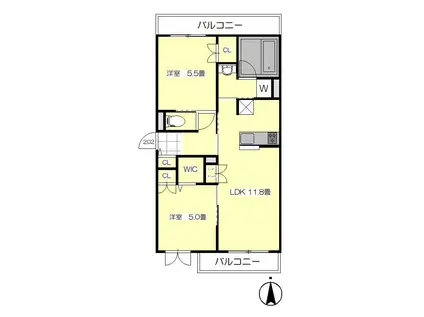 メゾン シャルール(2LDK/1階)の間取り写真