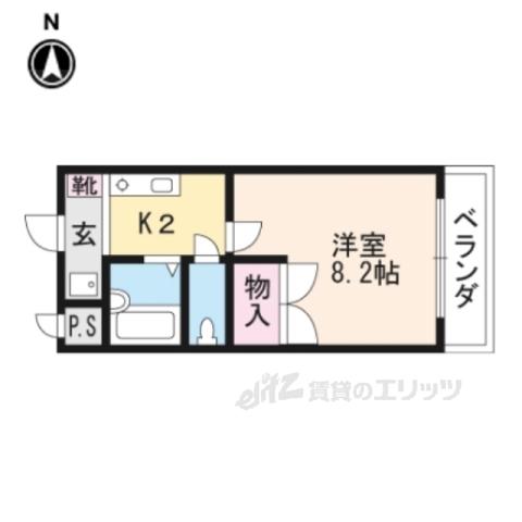 シャローム追分(1K/2階)の間取り写真