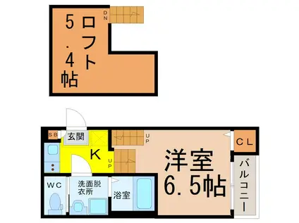ハーモニーテラス靖国町II(1SK/1階)の間取り写真