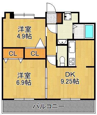 T-FLAT58(2DK/5階)の間取り写真