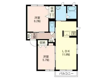 ベルドミールB(2LDK/1階)の間取り写真