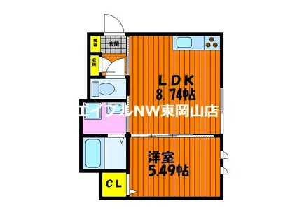 星と青空のクーレKULLE(1LDK/2階)の間取り写真