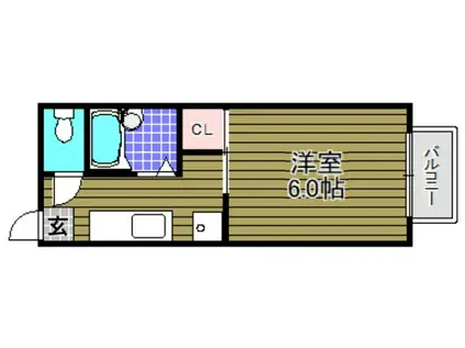 リバーヒル喜志(1K/2階)の間取り写真