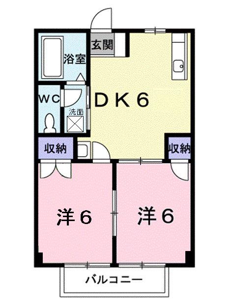ニューシティ小野B(2DK/2階)の間取り写真