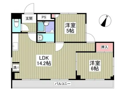コーポときわ(2LDK/5階)の間取り写真