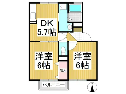 サンフル松代(2DK/1階)の間取り写真