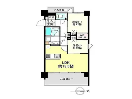 ローレルアイ白金(2LDK/7階)の間取り写真