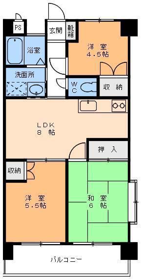 コーポラスSAYA(3LDK/3階)の間取り写真