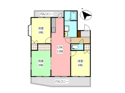 グリュック21(3LDK/3階)の間取り写真