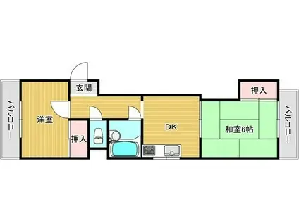 コーポ田中(2DK/4階)の間取り写真