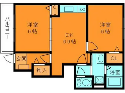 ベルメゾン(2DK/1階)の間取り写真