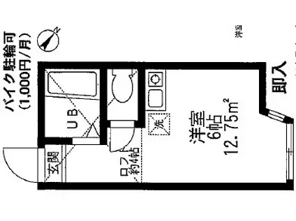 ユナイト武蔵小杉クリーブランドの杜(ワンルーム/1階)の間取り写真