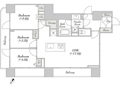 ルミーク北品川(3LDK/10階)の間取り写真