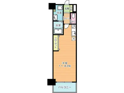 ERUZAGLANZ黄金(ワンルーム/14階)の間取り写真