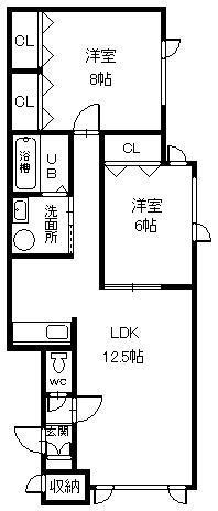 LAVITA豊岡(2LDK/2階)の間取り写真