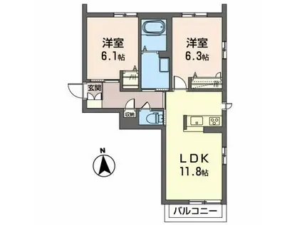 ベレオミストラル(2LDK/3階)の間取り写真
