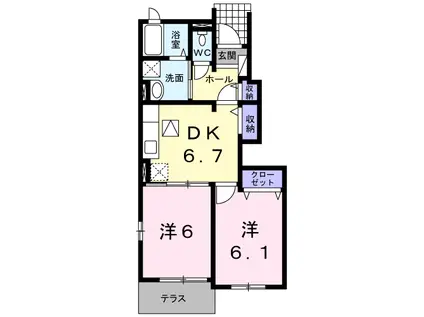 プリムローズA(2DK/1階)の間取り写真