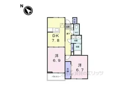 ソレアードⅡ(2DK/1階)の間取り写真