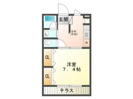 スイートレジデンスC(1DK/2階)の間取り写真