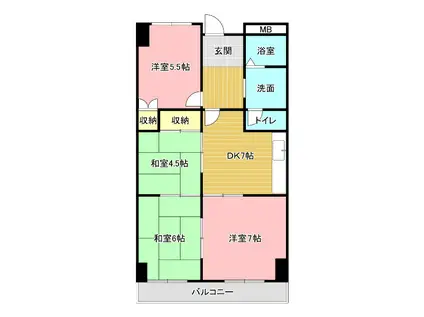 オリエンタルタワーズ ウエスト(4DK/5階)の間取り写真